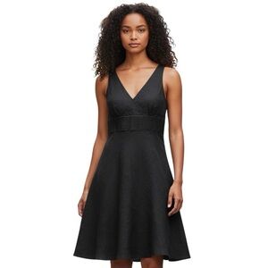 J.Crew V-Neck Dress Women’s Sz 8 Black Empire Waist Sleeveless 100% Linen